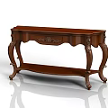 Classic Style Wooden Entryway Console Table Featuring Carved Details Curved Legs And Lower Shelf