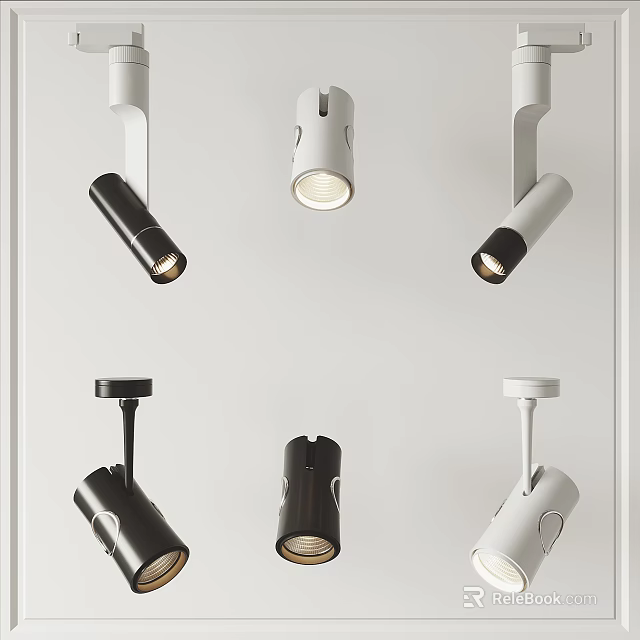 Modern Black And White Downlights And Spotlights For Home Interior Lighting 3d model