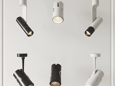 Modern Black And White Downlights And Spotlights For Home Interior Lighting 3d model