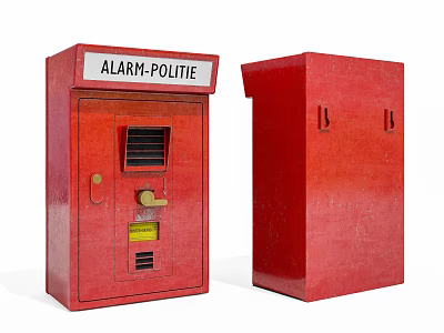 Red Public Facility Police Alarm Device For Emergency Use With Two Units 3d model