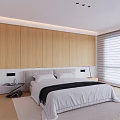 Modern Bedroom Interior Design With Light Flooring White Rug And Wooden Blinds