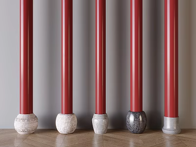 New Chinese style pillar foundation stone wooden cylindrical pillar foundation stone pile 3d model