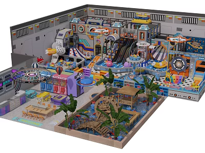 Indoor Kids Playground Interior With Slides Ball Pools Safe Climbing Frames And Interactive Areas 3d model