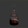 Red Tugboat Watercraft with Deck Equipment Lifebuoys Antennas and Railings