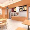 Small Pot Rice Restaurant With Fresh Ingredients Freshly Stir Fried Bright Interior And Orange Signage