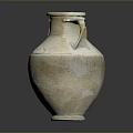Hand Carved Ceramic Vase Sculpture With Two Handles And Cracked Surface