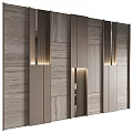 Modern Textured Background Wall With Marble Panels Vertical Strips And Built-in Lighting 3d model