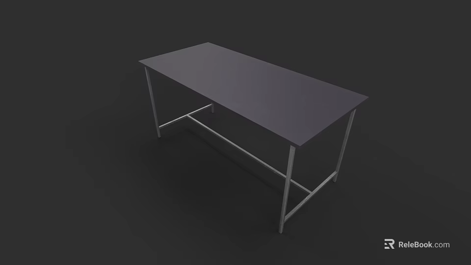 Simple Modern Dining Table Set with Gray Tabletop and Metal Legs for Home Dining Room 3d model 