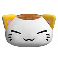 Cute Cat Shaped Plush Doll With Yellow Ears Pink Inner Ears And Smiling Face