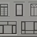 Casement Windows Various Designs White Frames Black Sashes And Different Pane Styles 3d model