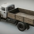 Classic White Truck With Wooden Cargo Bed And Retro Worn Appearance