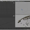 Detailed Dinosaur Skeleton 3D Model With Scattered Bones And Bone Fragments