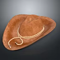 Classic Brown Suede Cowboy Hat With Stylish Braided Rope Band Design