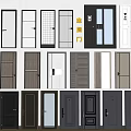 Various Swing Doors with Different Colors Materials and Panel Designs 3d model