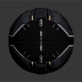 Futuristic Black Mechanical Sphere With Metallic Components And Geometric Design