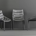 Three Modern Gray Leather Accent Chairs With Metal Legs And Sleek Design