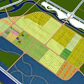 Aerial View Of Colorful Farm Fields Scenic Landscape With Water Channels