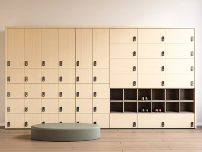 Sleek Modern Light Wood Wardrobe With Multiple Drawers Cabinets And Bottom Open Shelves 3d model