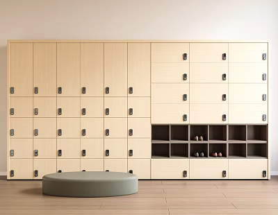 Sleek Modern Light Wood Wardrobe With Multiple Drawers Cabinets And Bottom Open Shelves 3d model