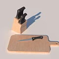 Wooden Kitchenware Set With Knife Block Cutting Board And Sharp Knives