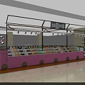 Shopping Mall Candy Store With Pink Counter And Colorful Candy Displays