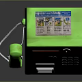 Green Public Payphone Equipment With Telephone Handset Numeric Keypad And Display Screen