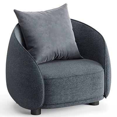 Modern Gray Fabric Accent Chair With Soft Pillow And Curved Arms 3d model
