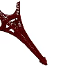 Simple Iconic Red Eiffel Tower Silhouette Design On White Background