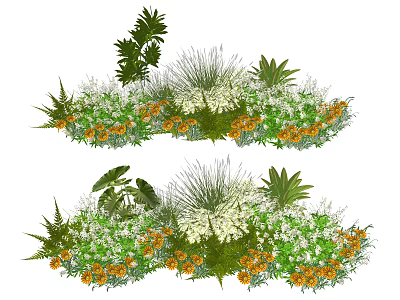 Vibrant Plant Combination With Green Foliage Yellow Flowers And Mixed Greens 3d model