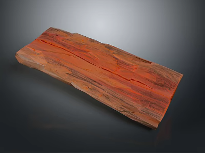 Natural Wood Stone Slab With Red Brown Texture And Natural Cracks Long Strip 3d model