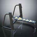 Sturdy Inclined Fitness Exercise Bench with Black Metal Frame and Yellow Triangle Pedals
