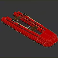 Red Elongated Mechanical Structure With Black Components And Brown Internal Parts