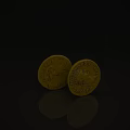 Vintage Yellow Circular Daily Living Items With Engraved Text And Patterns