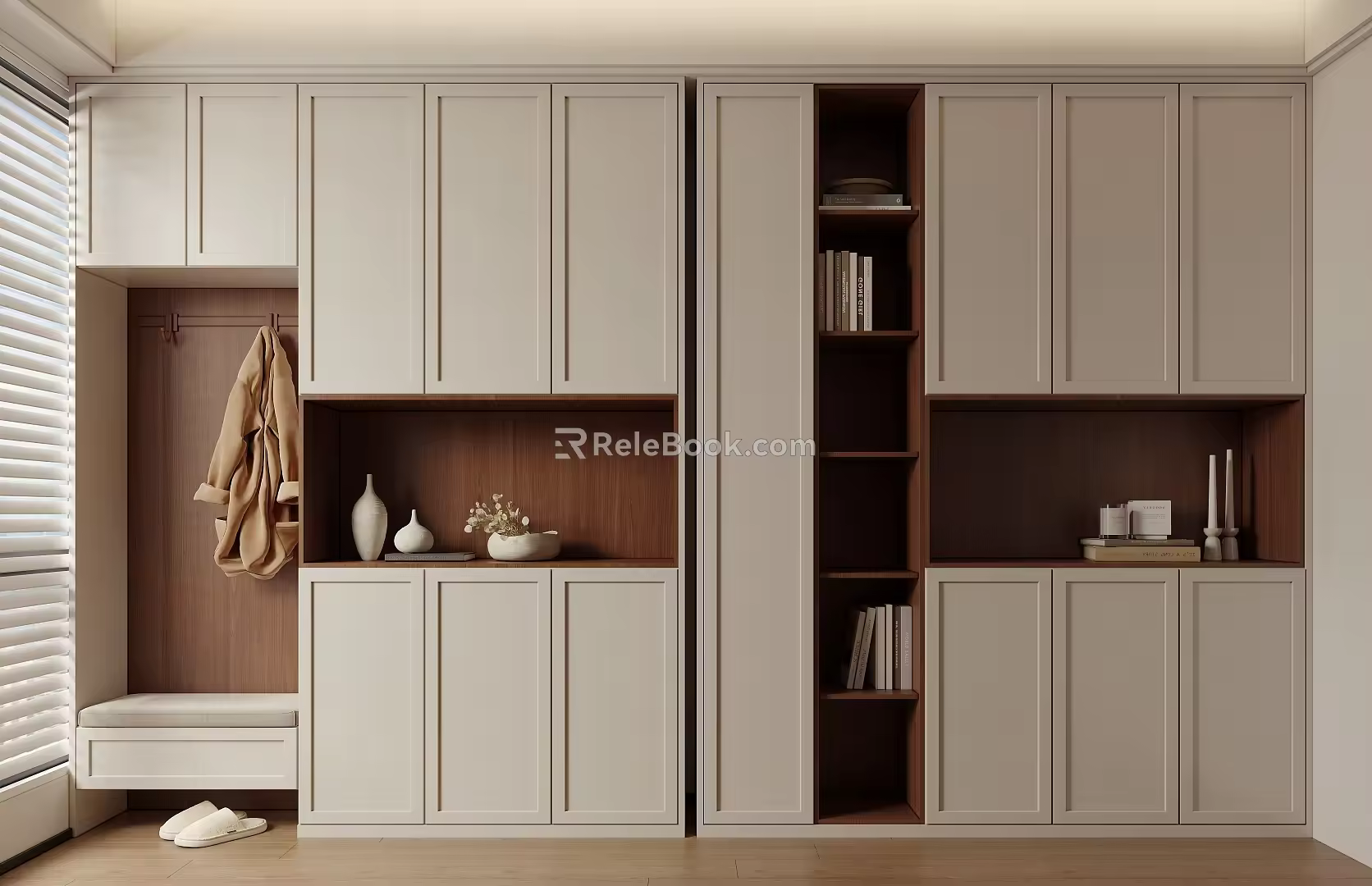 Modern Shoe Cabinet Combination Shoe Cabinet Shoe Changing Stool 3d model