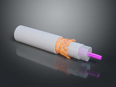 White Protective Tubing With Orange Braided Sleeve And Purple Inner Cables 3d model