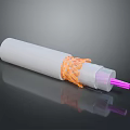 White Protective Tubing With Orange Braided Sleeve And Purple Inner Cables