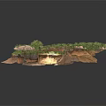 Modern Natural Detailed Landscape Design Featuring Curved Rocky Terrain And Lush Vegetation