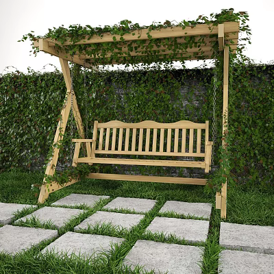 Modern Swing Outdoor Swing Garden Swing Climbing Vine Plant 3d model