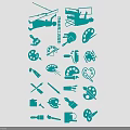 Painting Tools Silhouette Decorative Hanging Ornaments With Various Art Supplies Designs