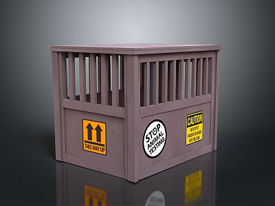 Gray Decorative Ornament Set With Railing Structure And STOP CAUTION This Side Up Labels 3d model