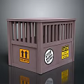 Gray Decorative Ornament Set With Railing Structure And STOP CAUTION This Side Up Labels