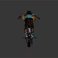 Vintage Yellow and Blue Rusted Motorcycle with Classic Frame and Design Details