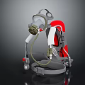Firefighting Breathing Apparatus With Face Mask Red Cylinder And Safety Harness