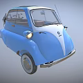 BMW Blue Vintage Micro Car With Classic Retro Design And Compact Body