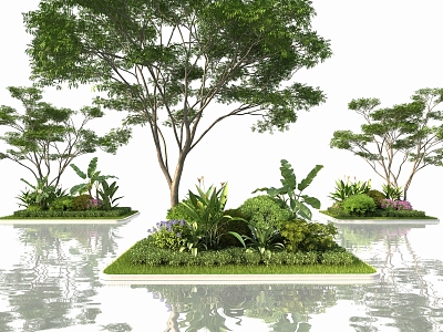 Modern flower bed landscape plants 3d model