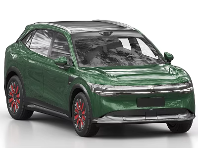 Stylish Green SUV With Modern Exterior Design And Red Alloy Wheels 3d model