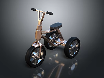 Modern Sleek Metal Tricycle Design With Black Seat And Stylish Wheels 3d model