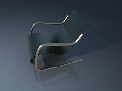 Modern Black Chair With Metal Armrests And Curved Metal Frame Design 3d model
