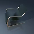 Modern Black Chair With Metal Armrests And Curved Metal Frame Design