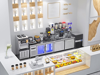 Milk tea shop ice maker commercial ice cream machine full set of equipment 3d model